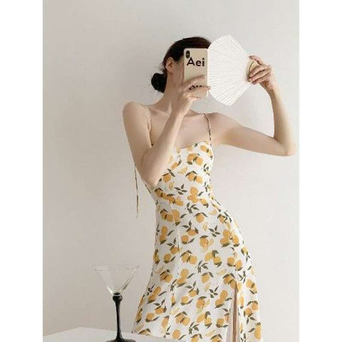 French Floral Suspender Dress for Women