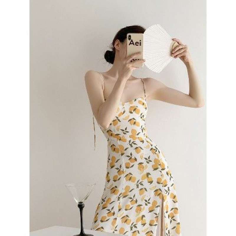 French Floral Suspender Dress for Women